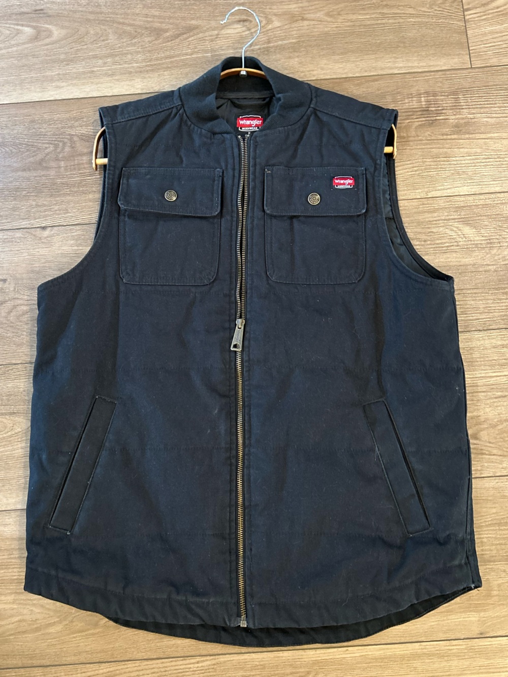 Wrangler Workwear Black Quilted Insulated Zip Work Vest Medium